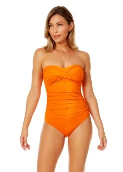 Women's Live In Color Twist Front Shirred One Piece Swimsuit(Womens Live In Color Twist Front Shirred One Piece Swimsuit 11) -ANNE COLE Shop MYMO00501 TURM 1557 FRONT