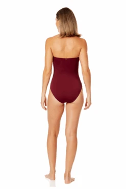 Women's Live In Color Twist Front Shirred One Piece Swimsuit(Womens Live In Color Twist Front Shirred One Piece Swimsuit 5) -ANNE COLE Shop MYMO00501 WINE 710 1