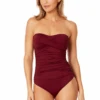 Women's Live In Color Twist Front Shirred One Piece Swimsuit(Womens Live In Color Twist Front Shirred One Piece Swimsuit 5) 2 Women's Live In Color Twist Front Shirred One Piece Swimsuit(Womens Live In Color Twist Front Shirred One Piece Swimsuit 5) -ANNE COLE Shop MYMO00501 WINE 710 5