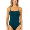 Women's Live In Color Shirred Lingerie Maillot One Piece(Womens Live In Color Shirred Lingerie Maillot One Piece 6) -ANNE COLE Shop MYMO05701 HUNTR HunterGreen 2143 FRONT