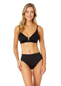 Women's Live In Color V Wire Underwire Bikini Top(Womens Live In Color V Wire Underwire Bikini Top 3) -ANNE COLE Shop MYMT11001 BLK MYMB37401 BLK 011 FRONT