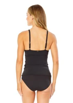 Women's Live In Color Hidden Underwire Drape Front Tankini Swim Top(Womens Live In Color Hidden Underwire Drape Front Tankini Swim Top) -ANNE COLE Shop MYMT23301 BLK Black Noire MYMB36001 BLK 1280 BACK