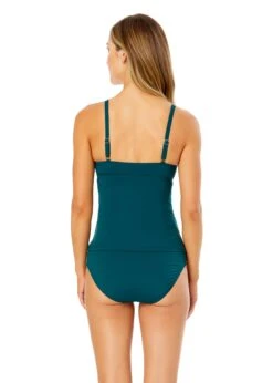 Women's Live In Color Twist Front Underwire Tankini Swim Top(Womens Live In Color Twist Front Underwire Tankini Swim Top 5) -ANNE COLE Shop MYMT23301 HUNTR HunterGreen MYMB36001 HUNTR 1994 BACK