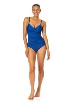 Women's Live In Color Twist Front Underwire Tankini Swim Top(Womens Live In Color Twist Front Underwire Tankini Swim Top 6) -ANNE COLE Shop MYMT23301 SLB SlateBlue MYMB36001 SLB SlateBlue 1935