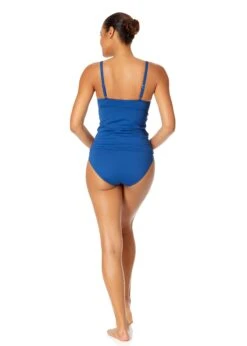 Women's Live In Color Twist Front Underwire Tankini Swim Top(Womens Live In Color Twist Front Underwire Tankini Swim Top 6) -ANNE COLE Shop MYMT23301 SLB SlateBlue MYMB36001 SLB SlateBlue 1982
