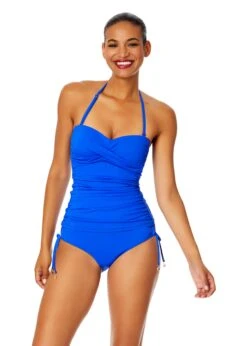 Women's Live In Color Twist Front Bandeaukini Swim Top(Womens Live In Color Twist Front Bandeaukini Swim Top 14) -ANNE COLE Shop MYMT25001ROY RoyalBlueMYMB30001 ROY 1643 FRONT