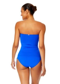 Women's Live In Color Twist Front Bandeaukini Swim Top(Womens Live In Color Twist Front Bandeaukini Swim Top 14) -ANNE COLE Shop MYMT25001ROY RoyalBlueMYMB30001 ROY 1694 BACK