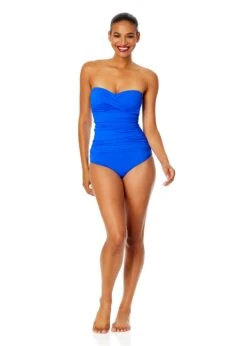 Women's Live In Color Twist Front Bandeaukini Swim Top(Womens Live In Color Twist Front Bandeaukini Swim Top 14) -ANNE COLE Shop MYMT25001ROY RoyalBlueMYMB36001 ROY 16622