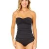 Women's Live In Color Twist Front Bandeaukini Swim Top(Anne Cole Twist Front Bandeaukini Swim Top 1) -ANNE COLE Shop MYMT25001 BLK NoireBlack MYMB36001 BLK 1078 FRONT