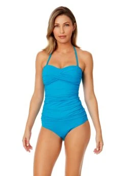 Women's Live In Color Twist Front Bandeaukini Swim Top(Womens Live In Color Twist Front Bandeaukini Swim Top 8)