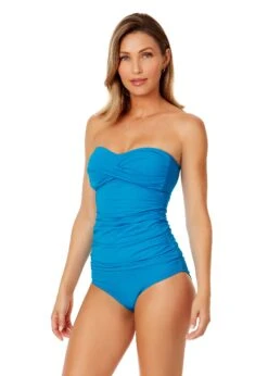 Women's Live In Color Twist Front Bandeaukini Swim Top(Womens Live In Color Twist Front Bandeaukini Swim Top 8) 16 Women's Live In Color Twist Front Bandeaukini Swim Top(Womens Live In Color Twist Front Bandeaukini Swim Top 8) -ANNE COLE Shop MYMT25001 CRLN MYMB36001 CRLN 1082 FRONT
