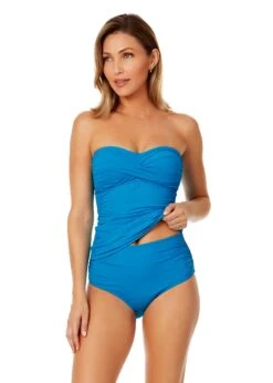 Women's Live In Color Twist Front Bandeaukini Swim Top(Womens Live In Color Twist Front Bandeaukini Swim Top 8) 14 Women's Live In Color Twist Front Bandeaukini Swim Top(Womens Live In Color Twist Front Bandeaukini Swim Top 8) -ANNE COLE Shop MYMT25001 CRLN MYMB36001 CRLN 1100 FRONT