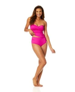 Women's Live In Color Twist Front Bandeaukini Swim Top(Womens Live In Color Twist Front Bandeaukini Swim Top 19) -ANNE COLE Shop MYMT25001 HBCU MYMB36001 HBCU 602