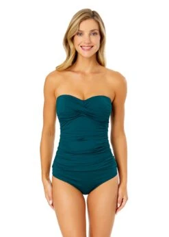 Women's Live In Color Twist Front Bandeaukini Swim Top(Womens Live In Color Twist Front Bandeaukini Swim Top 11)