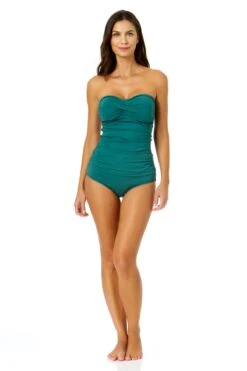 Women's Live In Color Twist Front Bandeaukini Swim Top(Womens Live In Color Twist Front Bandeaukini Swim Top 4) -ANNE COLE Shop MYMT25001 MYMB36001 GRNI 2092
