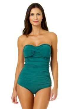 Women's Live In Color Twist Front Bandeaukini Swim Top(Womens Live In Color Twist Front Bandeaukini Swim Top 4)