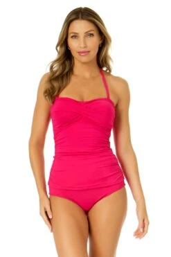Women's Live In Color Twist Front Bandeaukini Swim Top(Womens Live In Color Twist Front Bandeaukini Swim Top 2) -ANNE COLE Shop MYMT25001 MYMB36001 MAGE 1527 1