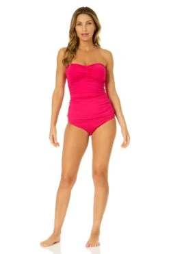 Women's Live In Color Twist Front Bandeaukini Swim Top(Womens Live In Color Twist Front Bandeaukini Swim Top 2) -ANNE COLE Shop MYMT25001 MYMB36001 MAGE 1536