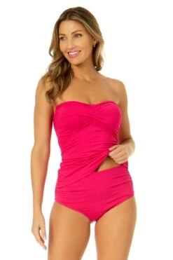 Women's Live In Color Twist Front Bandeaukini Swim Top(Womens Live In Color Twist Front Bandeaukini Swim Top 2) -ANNE COLE Shop MYMT25001 MYMB36001 MAGE 1547 1