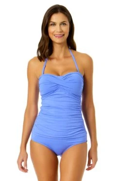 Women's Live In Color Twist Front Bandeaukini Swim Top(Womens Live In Color Twist Front Bandeaukini Swim Top 3) -ANNE COLE Shop MYMT25001 MYMB36001 PERI 877 1