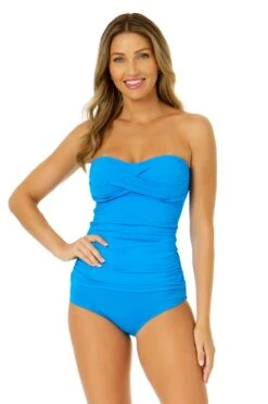 Women's Live In Color Twist Front Bandeaukini Swim Top(Womens Live In Color Twist Front Bandeaukini Swim Top 1)