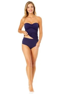 Women's Live In Color Twist Front Bandeaukini Swim Top(Anne Cole Twist Front Bandeaukini Swim Top 1) -ANNE COLE Shop MYMT25001 NAVY MYMB36001 NAVY 2026