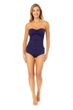 Women's Live In Color Twist Front Bandeaukini Swim Top(Anne Cole Twist Front Bandeaukini Swim Top 1) -ANNE COLE Shop MYMT25001 NAVY MYMB36001 NAVY 2034