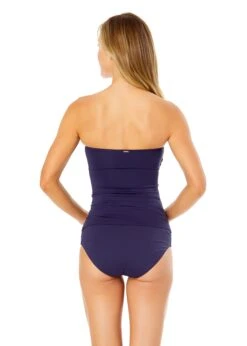 Women's Live In Color Twist Front Bandeaukini Swim Top(Anne Cole Twist Front Bandeaukini Swim Top 1) -ANNE COLE Shop MYMT25001 NAVY MYMB36001 NAVY 2045 BACK