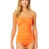 Women's Live In Color Twist Front Bandeaukini Swim Top(Womens Live In Color Twist Front Bandeaukini Swim Top 12) -ANNE COLE Shop MYMT25001 PEAC Peach MYMB36001 PEAC 390 FRONT