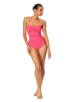 Women's Live In Color Twist Front Bandeaukini Swim Top(Womens Live In Color Twist Front Bandeaukini Swim Top 13) -ANNE COLE Shop MYMT25001 PKGL Pink Glow MYMB36001 PKGL 2446