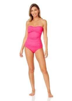 Women's Live In Color Twist Front Bandeaukini Swim Top(Womens Live In Color Twist Front Bandeaukini Swim Top 9) -ANNE COLE Shop MYMT25001 PPCH MYMB36001 PPCH 467