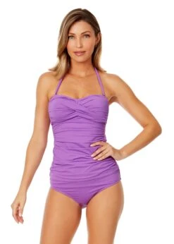 Women's Live In Color Twist Front Bandeaukini Swim Top(Womens Live In Color Twist Front Bandeaukini Swim Top 10) -ANNE COLE Shop MYMT25001 PUHR MYMB36001 PUHR 1399 FRONT