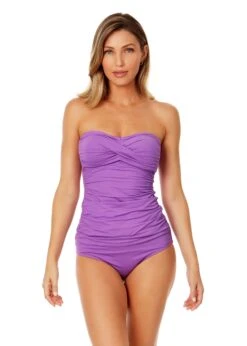 Women's Live In Color Twist Front Bandeaukini Swim Top(Womens Live In Color Twist Front Bandeaukini Swim Top 10)