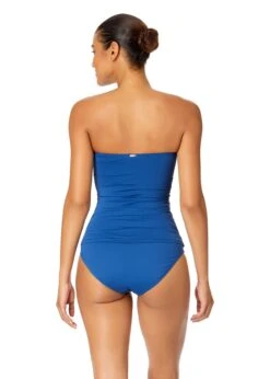 Women's Live In Color Twist Front Bandeaukini Swim Top(Womens Live In Color Twist Front Bandeaukini Swim Top 16) -ANNE COLE Shop MYMT25001 SLB SlateBlue MYMB36001 SLB SlateBlue 2095 BACK