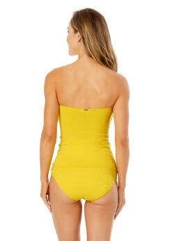 Women's Live In Color Twist Front Bandeaukini Swim Top(Womens Live In Color Twist Front Bandeaukini Swim Top 17) -ANNE COLE Shop MYMT25001 SNSH Sunshine Yellow MYMB36001 SNSH 537 FRONT