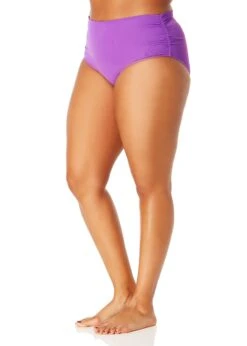 Women's Plus Size Live In Color High Waisted Shirred Bottom(Womens Plus Size Live In Color High Waisted Shirred Bottom 3) -ANNE COLE Shop MYPB36001 PURPLE 1726
