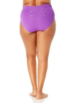 Women's Plus Size Live In Color High Waisted Shirred Bottom(Womens Plus Size Live In Color High Waisted Shirred Bottom 3) -ANNE COLE Shop MYPB36001 PURPLE 1745