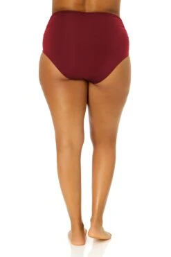 Women's Plus Size Live In Color High Waisted Shirred Bottom(Womens Plus Size Live In Color High Waisted Shirred Bottom) -ANNE COLE Shop MYPB36001 WINE 183