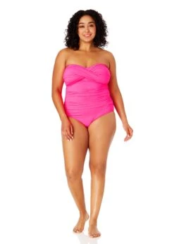 Women's Plus Size Live In Color Twist Front Shirred One Piece Swimsuit(Womens Plus Size Live In Color Twist Front Shirred One Piece Swimsuit) -ANNE COLE Shop MYPO00501 PPCH 1984
