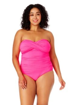 Women's Plus Size Live In Color Twist Front Shirred One Piece Swimsuit(Womens Plus Size Live In Color Twist Front Shirred One Piece Swimsuit) -ANNE COLE Shop MYPO00501 PPCH 1984 FRONT