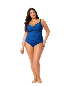 Women's Plus Live In Color Twist Front Underwire Tankini Swim Top(Womens Plus Live In Color Twist Front Underwire Tankini Swim Top) -ANNE COLE Shop MYPT23301 SLB SlateBlue MYPB36001 SLB 1522