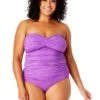 Women's Plus Size Live In Color Twist Front Bandeaukini Swim Top(Womens Plus Size Live In Color Twist Front Bandeaukini Swim Top) -ANNE COLE Shop MYPT25001 PURPLE MYPB36001 PURPLE 1648 FRONT