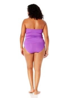 Women's Plus Size Live In Color Twist Front Bandeaukini Swim Top(Womens Plus Size Live In Color Twist Front Bandeaukini Swim Top) -ANNE COLE Shop MYPT25001 PURPLE MYPB36001 PURPLE 1678