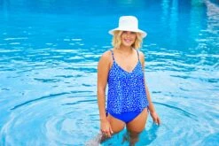 Women's Denim Dot Easy Triangle Tankini Swim Top(Womens Denim Dot Easy Triangle Tankini Swim Top) -ANNE COLE Shop SHOT 18 1178
