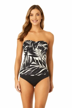 Women's Palm Chic Twist Front Bandeaukini Swim Top(Womens Palm Chic Twist Front Bandeaukini Swim Top)
