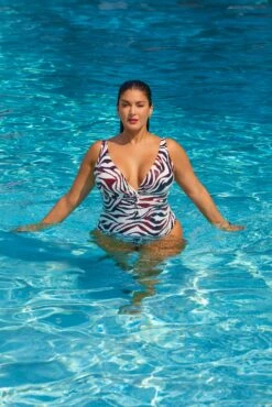 Women's Plus Tiger Dance Plunge Twist One Piece Swimsuit(Womens Plus Tiger Dance Plunge Twist One Piece Swimsuit) -ANNE COLE Shop ptt12