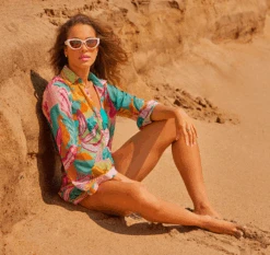 Women's 3/4 Sleeve Tie Open Front Cover Up(Womens 3 4 Sleeve Tie Open Front Cover Up) -ANNE COLE Shop resizecroppalmkingcoral