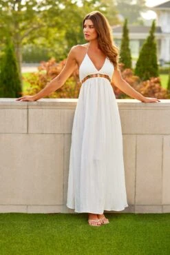 Women's V Neck Jewel Maxi Dress With Spaghetti Straps Cover Up(Womens V Neck Jewel Maxi Dress With Spaghetti Straps Cover Up 1) -ANNE COLE Shop wjm1